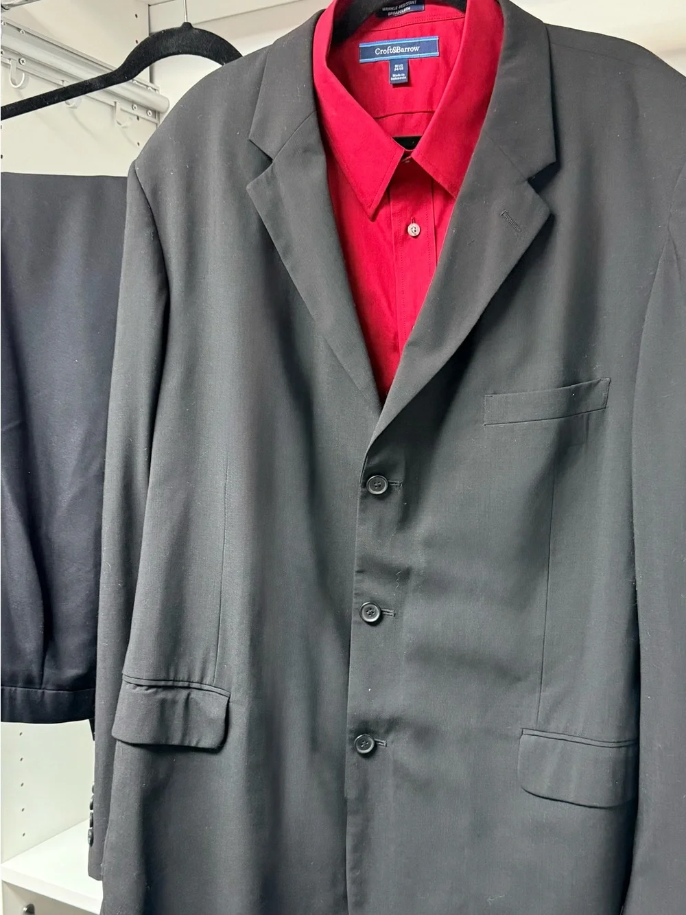 Black Suit with Red Dress Shirt